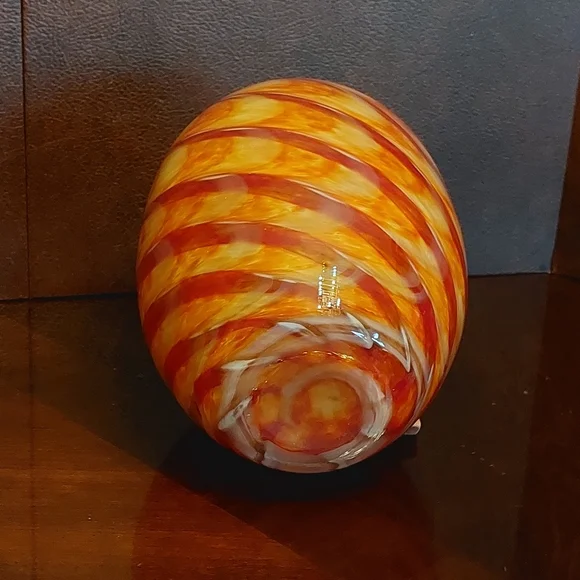 Rare Murano Swirl Art VaseHand-Blown Red & GoldDouble Cased White Inside
